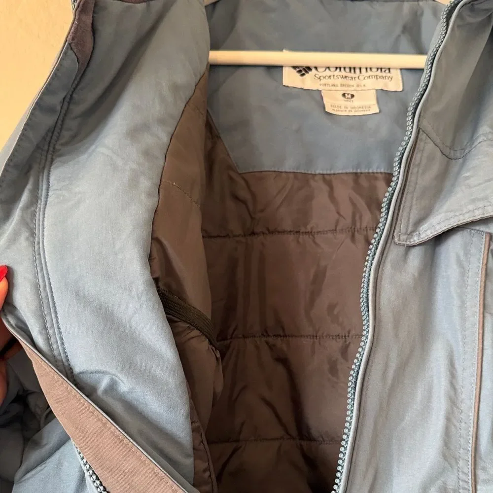 Columbia Men's Slate Blue Hooded Ski Jacket - Insulated Snow Coat Medium